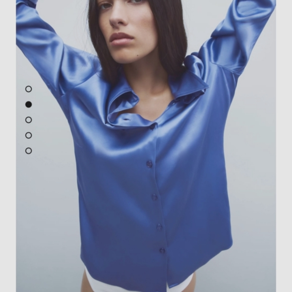 ZARA SATIN EFFECT TOP SHIRT BLOGGERS FAVORITE - Picture 6 of 11